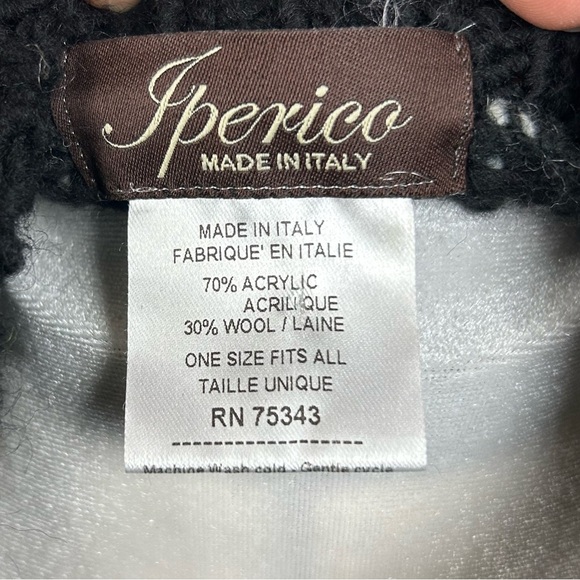 Iperico Made in Italy Wool Blend Houndstooth Poncho Sweater One Size - Picture 8 of 9